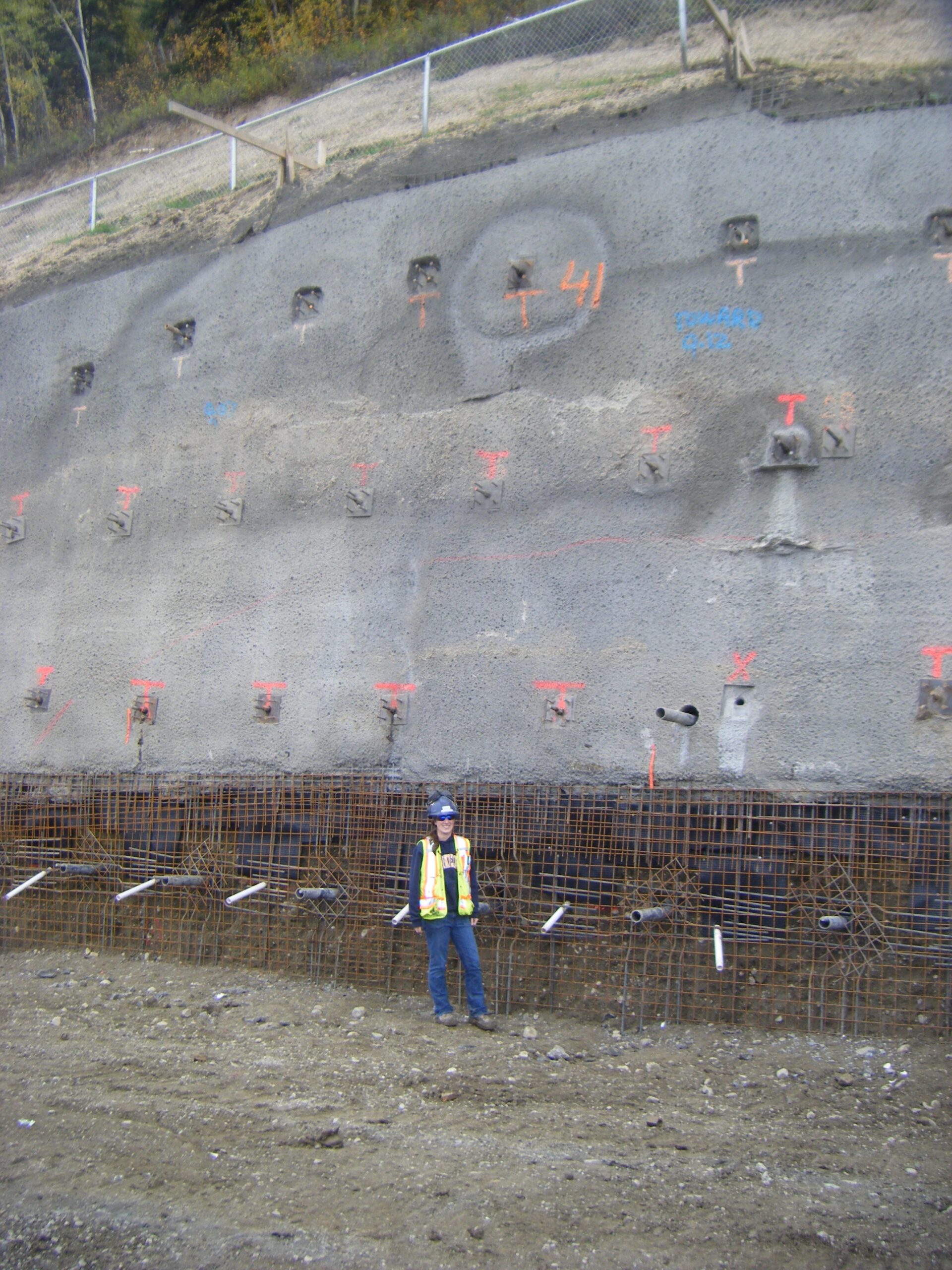 Soil Anchored Wall under construction towering over me